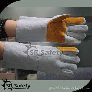 SRSAFETY gant en cuir garni de cuir jaune